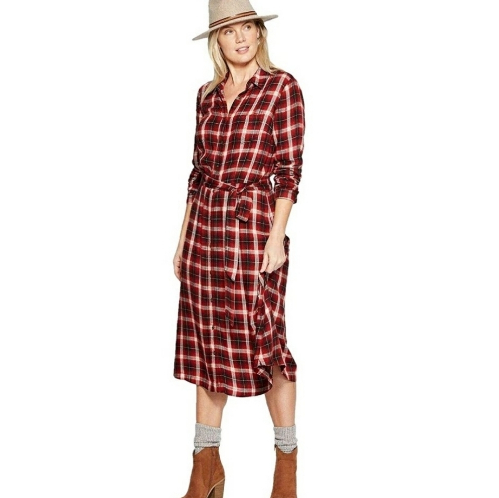 《Universal Thread》Plaid Button Down Midi Dress